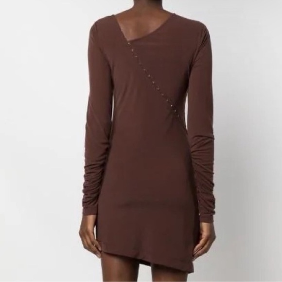 Helmut Lang Asymmetric Long Sleeve Polyester Dress Size Medium - Picture 10 of 12